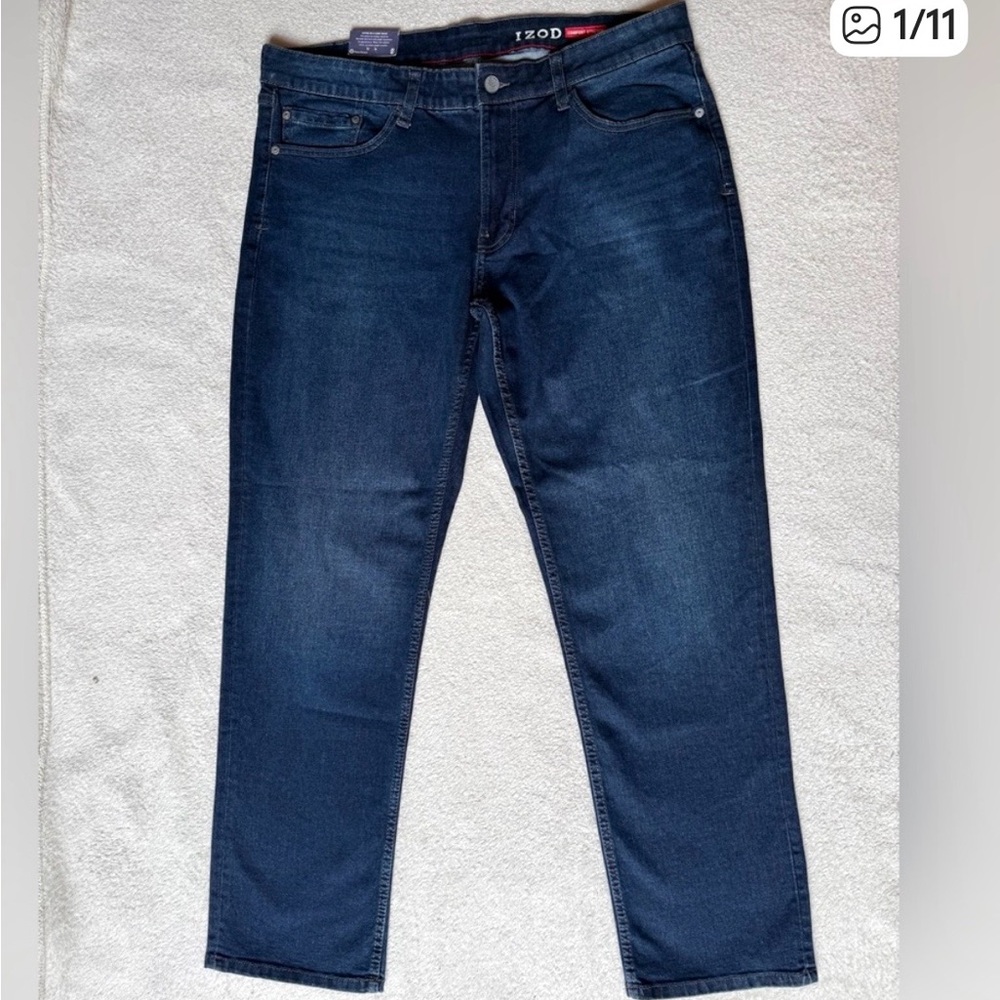 Men’s Straight Leg Jeans 36x32 Dark Wash Comfort Stretch IZOD NWOT